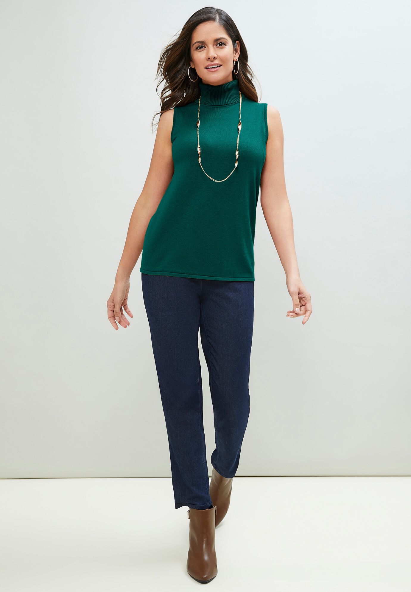 Carefree Cashmere Sleeveless Turtleneck Shell, , alternate image number 2