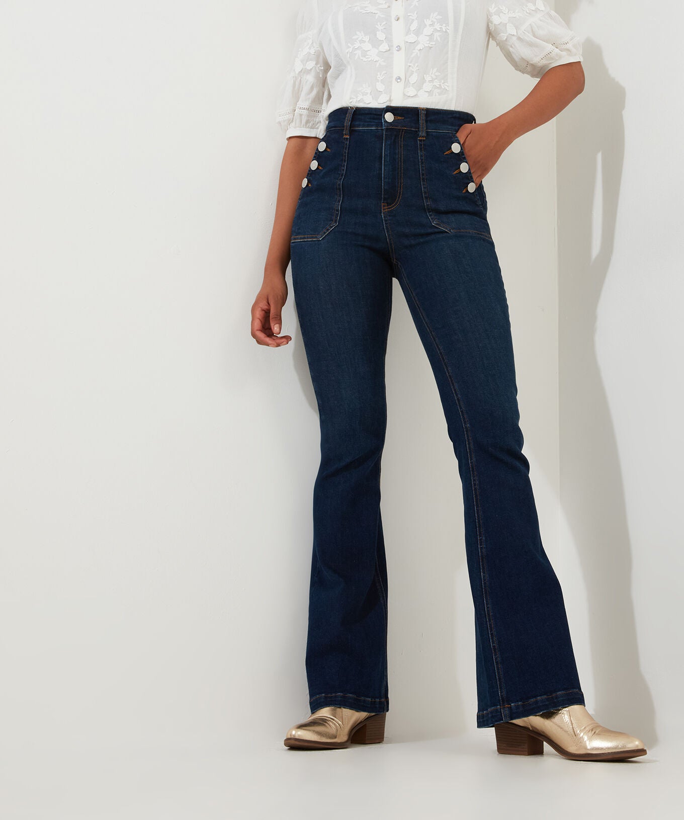 Western Bootcut Jean, DARK BLUE, on-hover image number 1