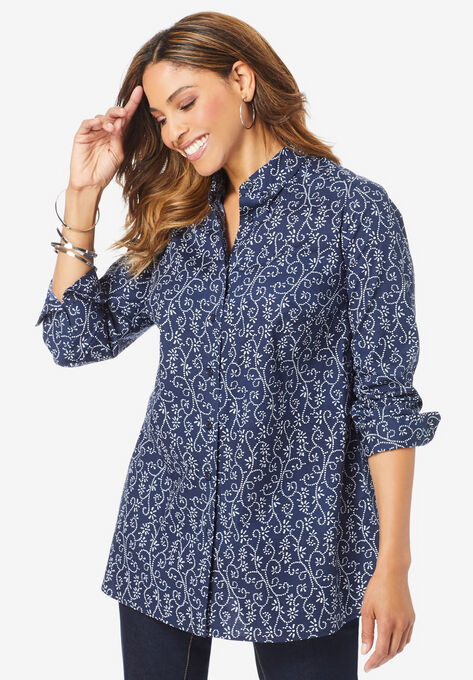 Poplin Tunic, NAVY OPEN FLORAL, hi-res image number null