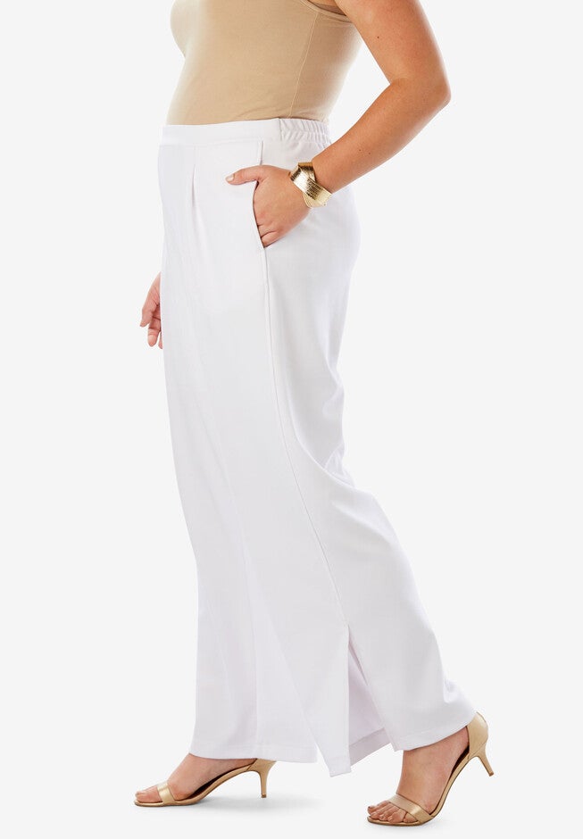 Knit Crepe Side-Slit Pant, , alternate image number null