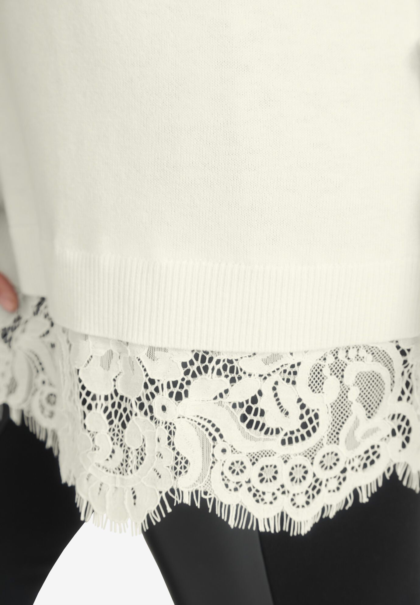 Lace Trim Pullover Sweater, , alternate image number 3