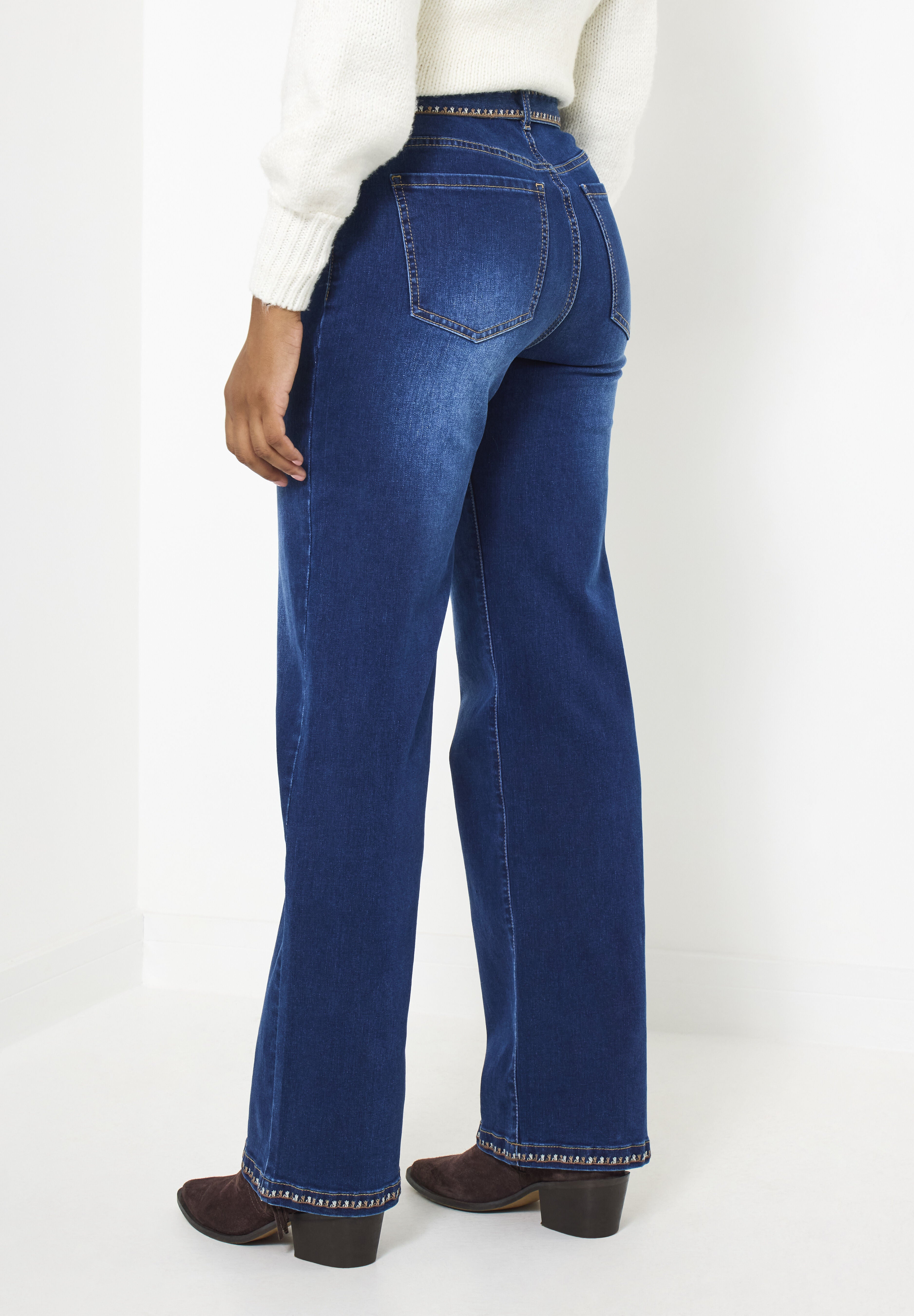 Vintage Bell Bottoms, DARK BLUE EMBROIDERY, alternate image number 2