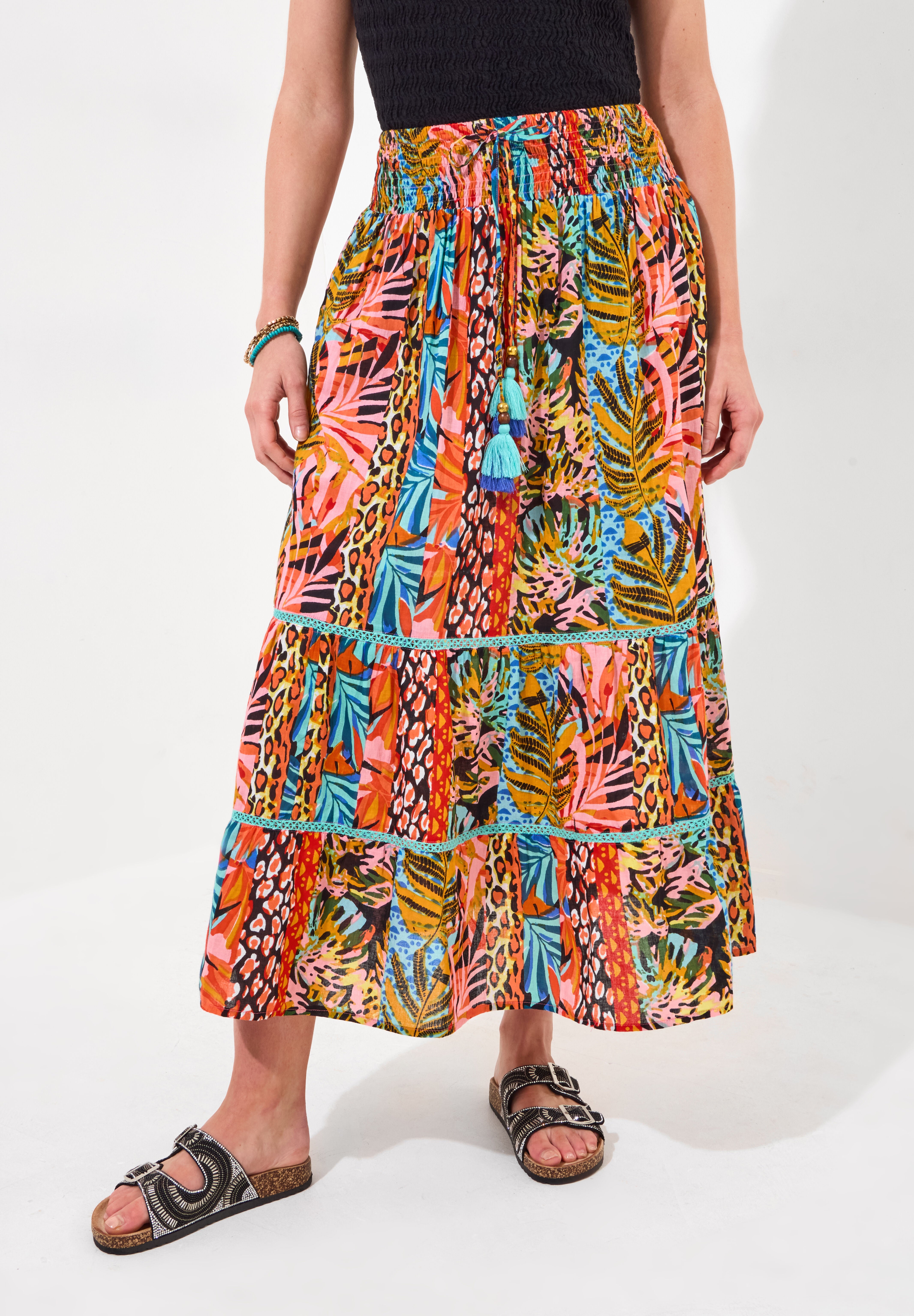 Tassel Tie Tiered Skirt