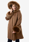 Hooded Faux Fur Trim Coat, , alternate image number 3