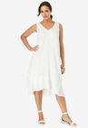 Linen Flounce Dress, WHITE, hi-res image number null
