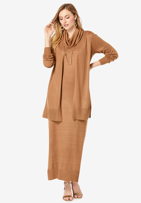 Two-Piece Sweater Dress, BROWN MAPLE, hi-res image number null