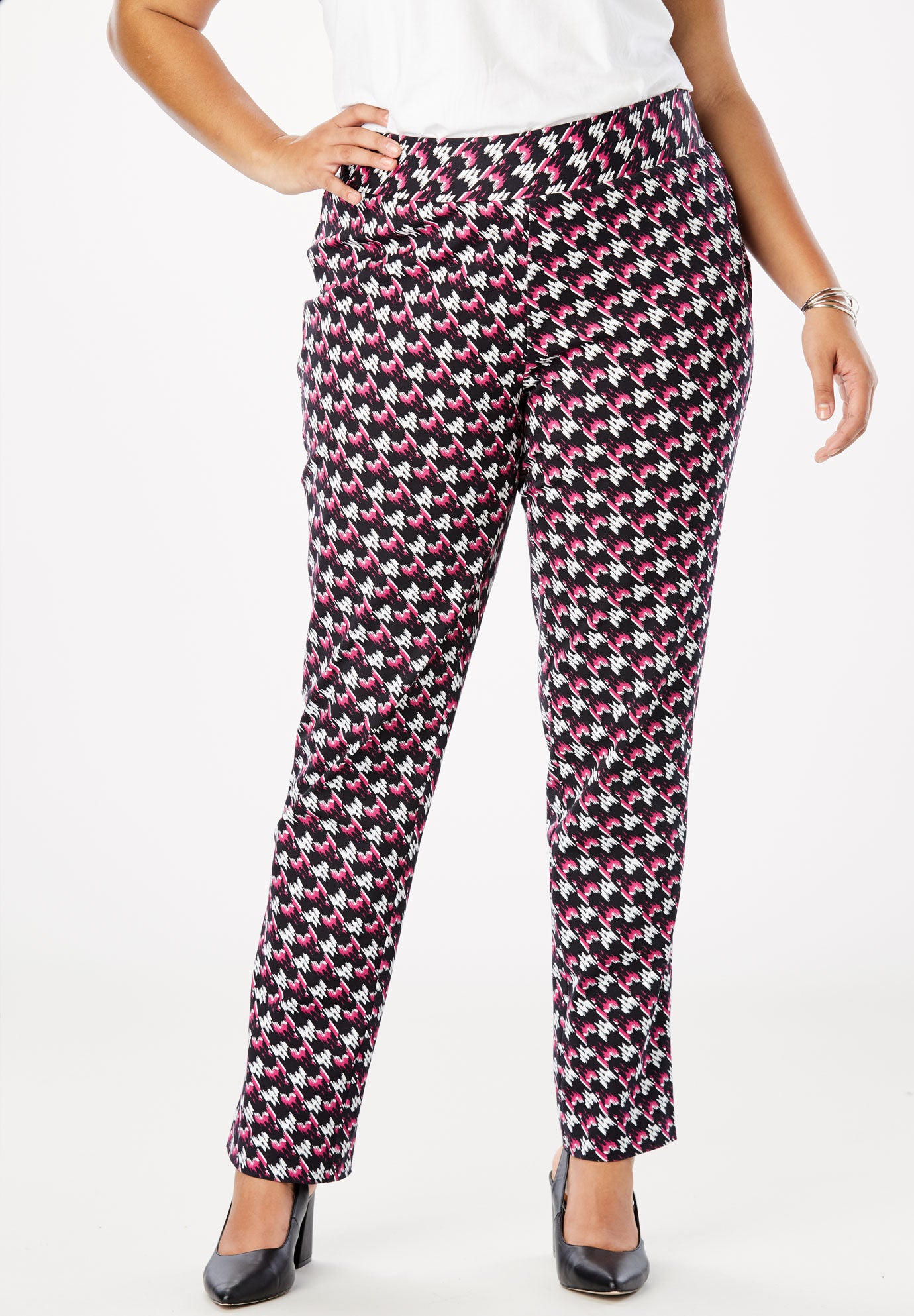 Tummy Control Twill Straight-Leg Pant, , alternate image number 1