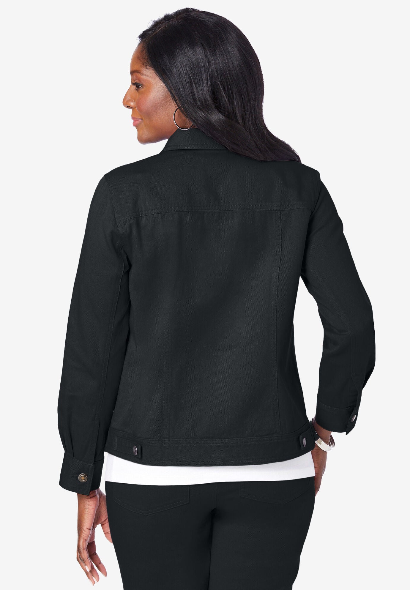 Classic Cotton Denim Jacket, BLACK, on-hover image number 1