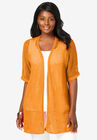 Crochet Long Cardigan, BRIGHT MELON, hi-res image number null
