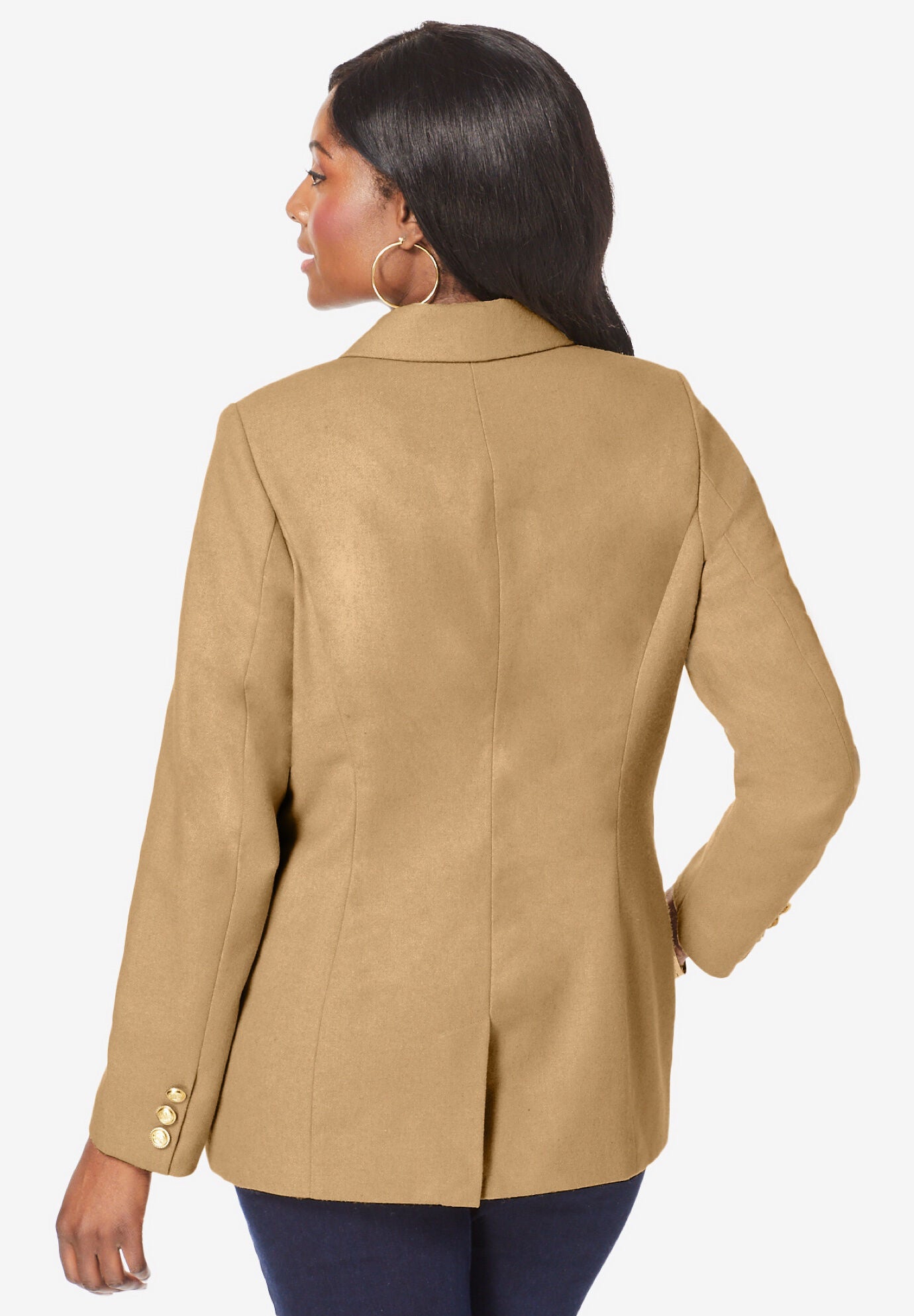 Double Breasted Wool Blazer, IVORY, on-hover image number 1