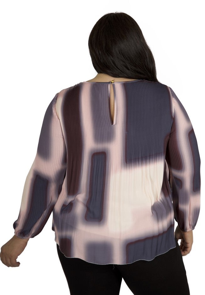 Pleated Blouse, PRINT, on-hover image number null