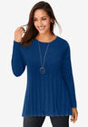 Chevron Fit & Flare Sweater, EVENING BLUE, hi-res image number 0