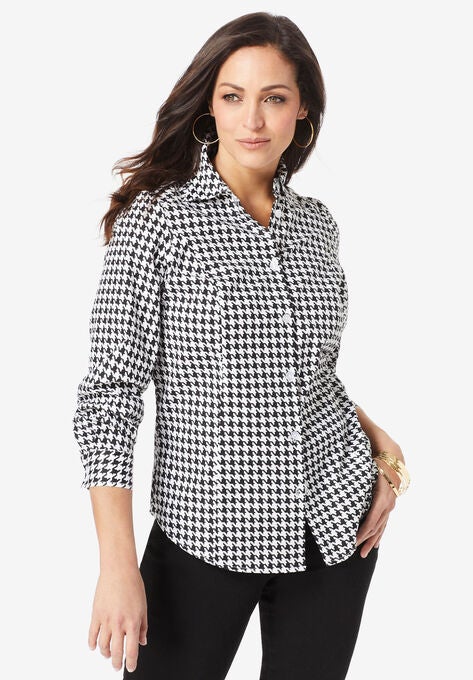 Poplin Shirt, BLACK MINI HOUNDSTOOTH, hi-res image number null