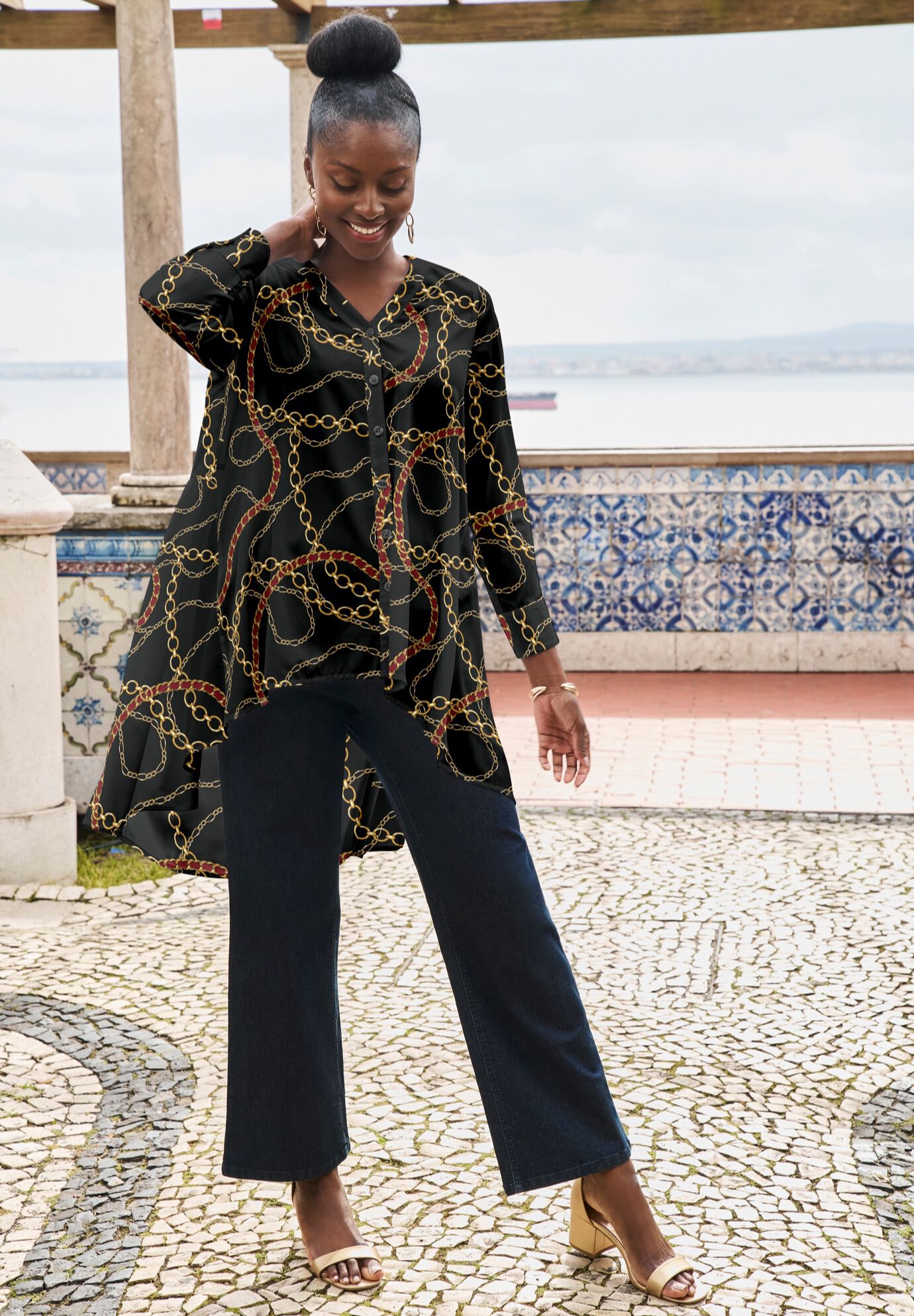 Georgette High Low Tunic, , alternate image number 2