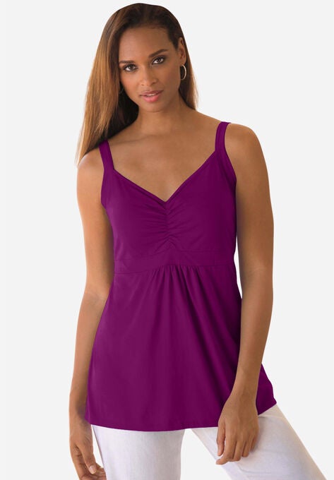 Shirred Tank, PURPLE TULIP, hi-res image number null