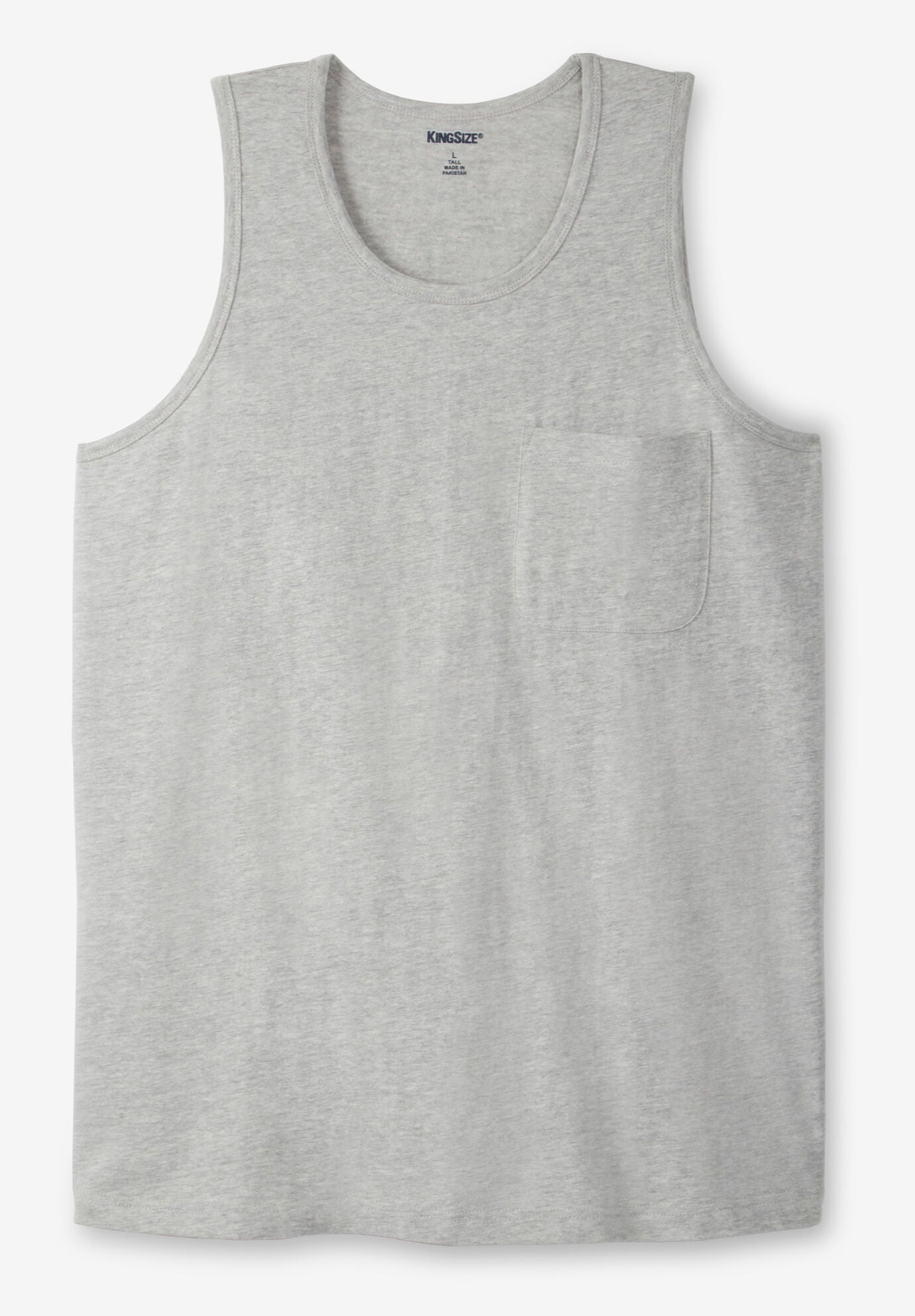 Shrink-Less&trade; Lightweight Pocket Tank, HEATHER GREY, hi-res image number 0
