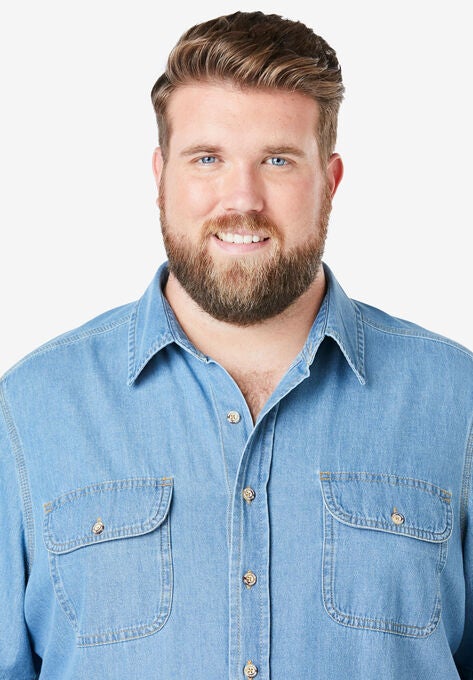 Boulder Creek® Short Sleeve Denim & Twill Shirt, , alternate image number null