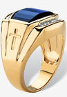 Men's 18K Yellow Gold-plated Sapphire and Diamond Accent Ring, , on-hover image number null