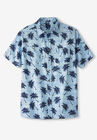 Short-Sleeve Linen Shirt, COOL BLUE PALM, hi-res image number null