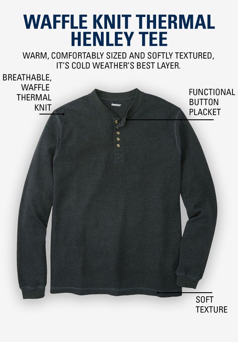 Waffle-Knit Thermal Henley Tee, , alternate image number null