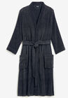 Terry Velour Kimono Robe, NAVY CHEVRON, hi-res image number null