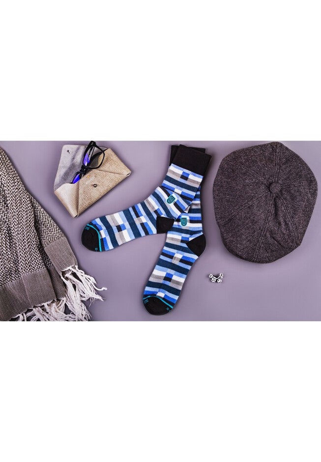 The Blue Cary (Blue Broken Lines) Socks, , alternate image number 2