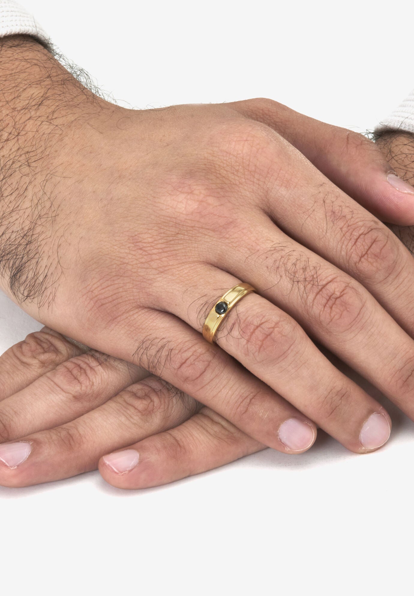 .25 Tcw Men'S Round Black Cubic Zirconia Gold Ion-Plated Stainless Steel Ring, , alternate image number 2