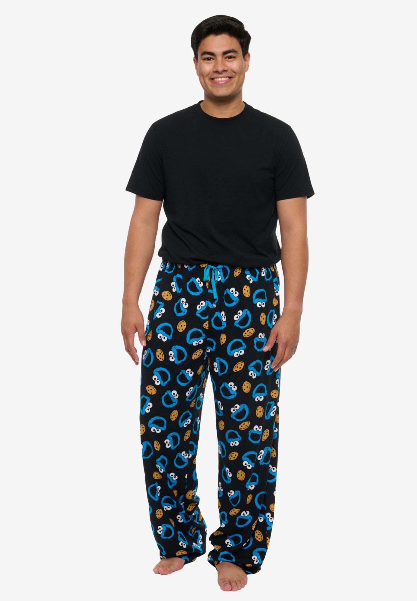 Cookie Monster Pajama Pants Lounge Wear With Pockets, BLUE, alternate image number 2
