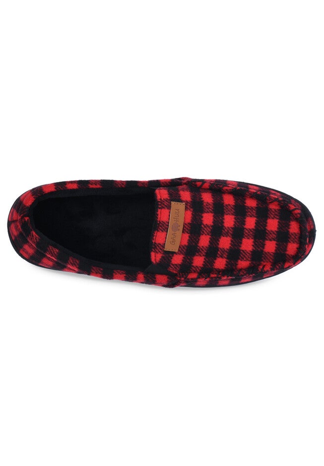 Mens Holiday Plaid Mocassin Slipper With Velour Lining, , alternate image number 4