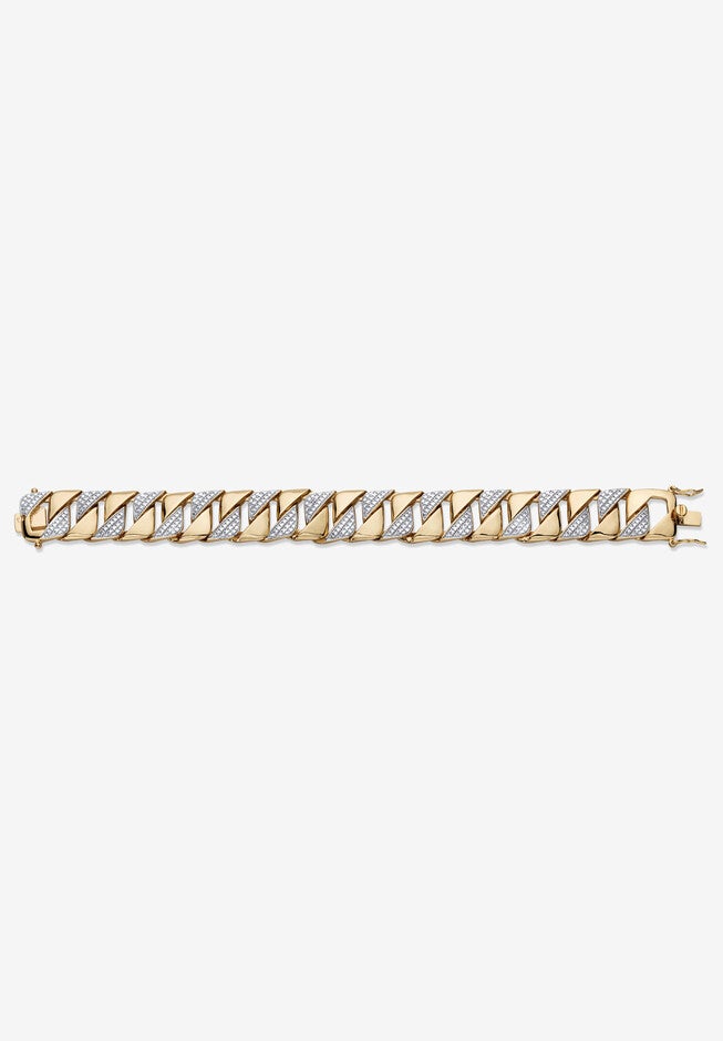 Men's Yellow Gold Plated Diamond Accent Link Bracelet (14.5mm), 9.5 inches, , alternate image number null