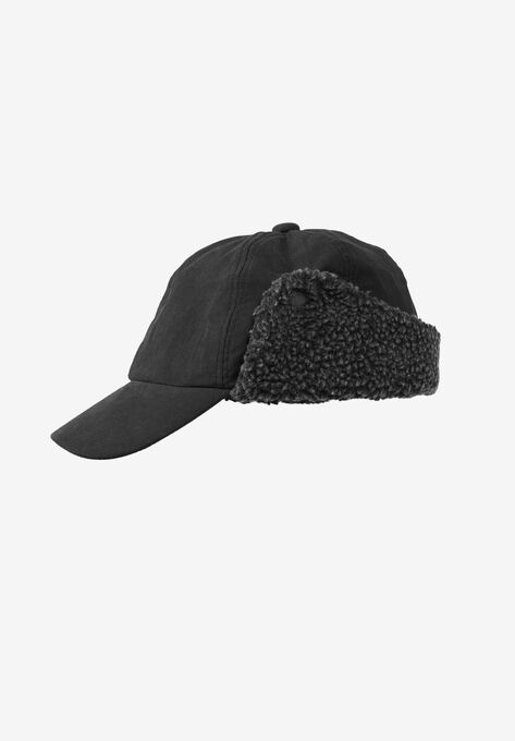 Fur Trim Baseball Cap, BLACK, hi-res image number null