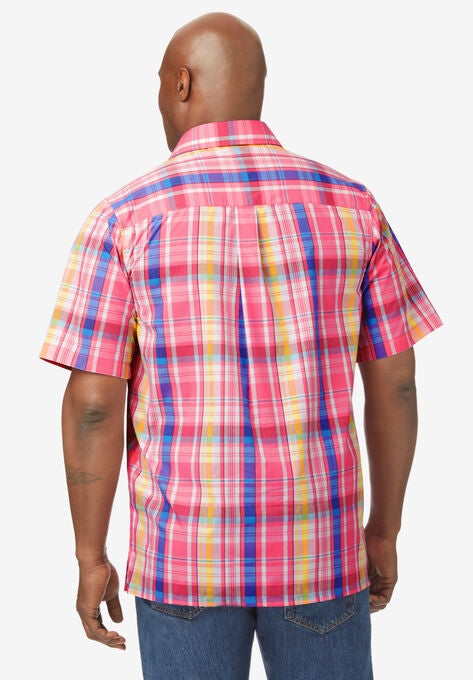 Short-Sleeve Plaid Sport Shirt, , on-hover image number null