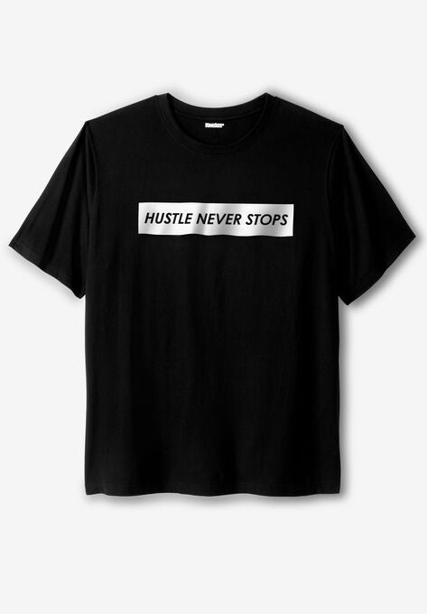KingSize Slogan Graphic T-Shirt, HUSTLE, hi-res image number null