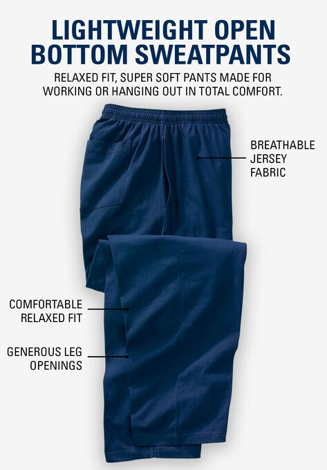Lightweight Jersey Open Bottom Sweatpants, , alternate image number null