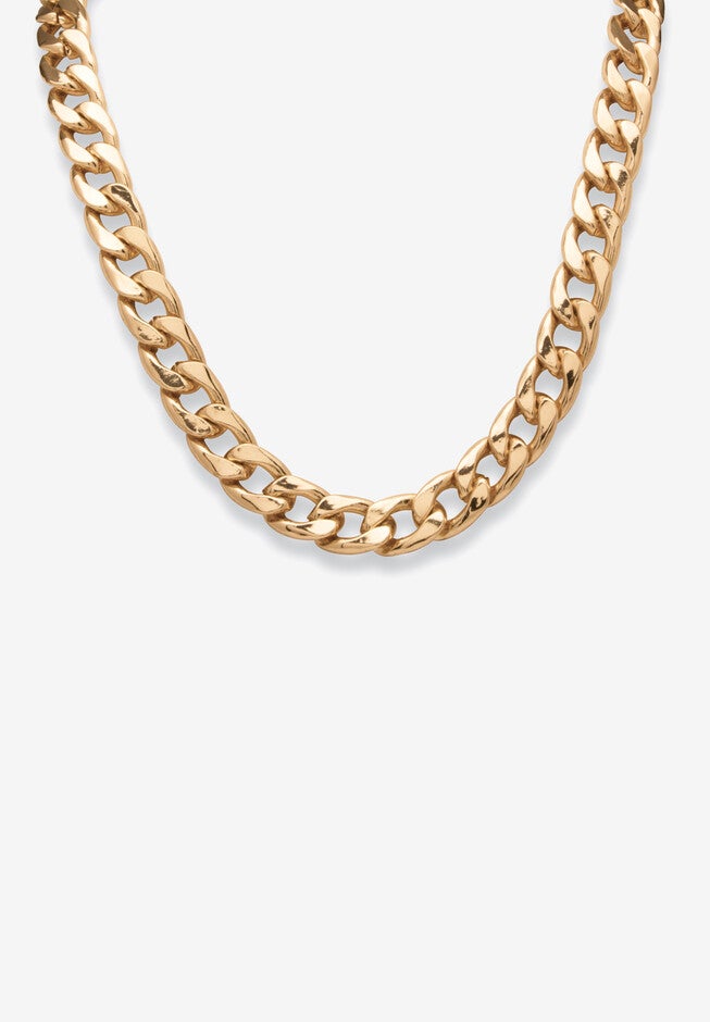 Gold Tone Curb Link 24 inches Chain Necklace, GOLD, hi-res image number 0