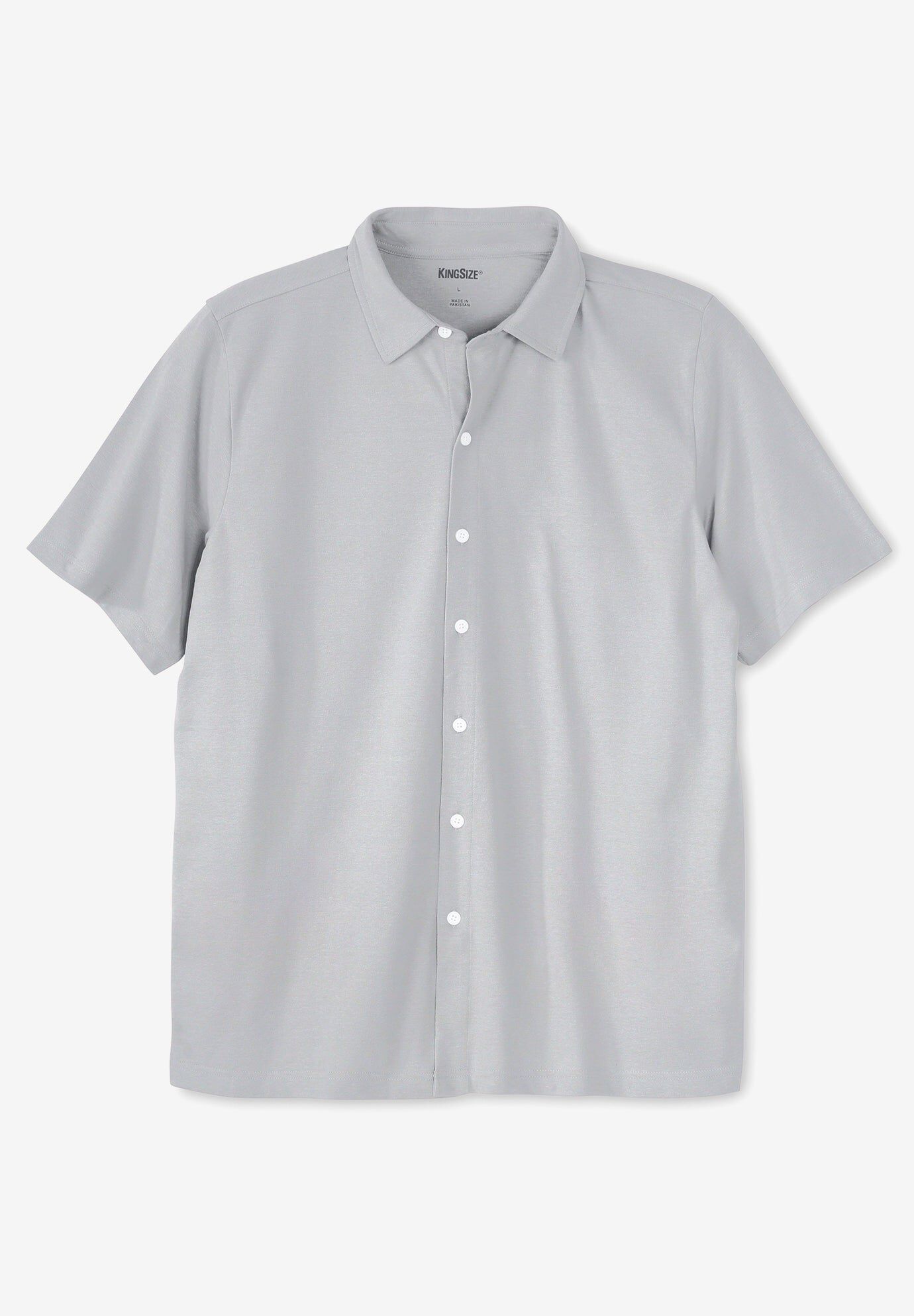 Lightweight Stretch Mesh Piqu&eacute; Button Down Shirt, STONE GREY, hi-res image number 0