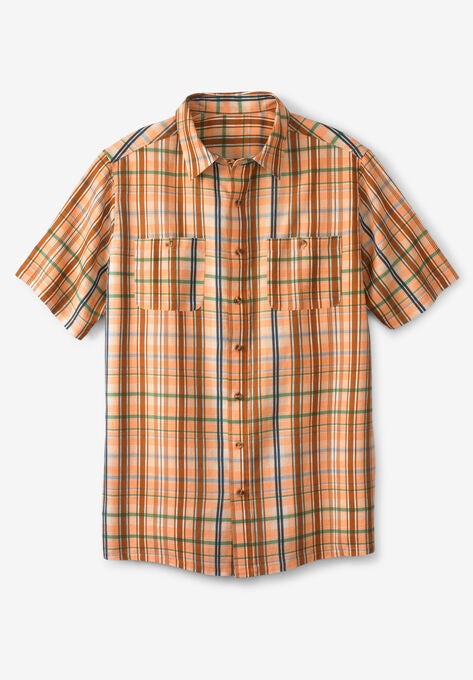 Short-Sleeve Linen Shirt, MELON PLAID, hi-res image number null
