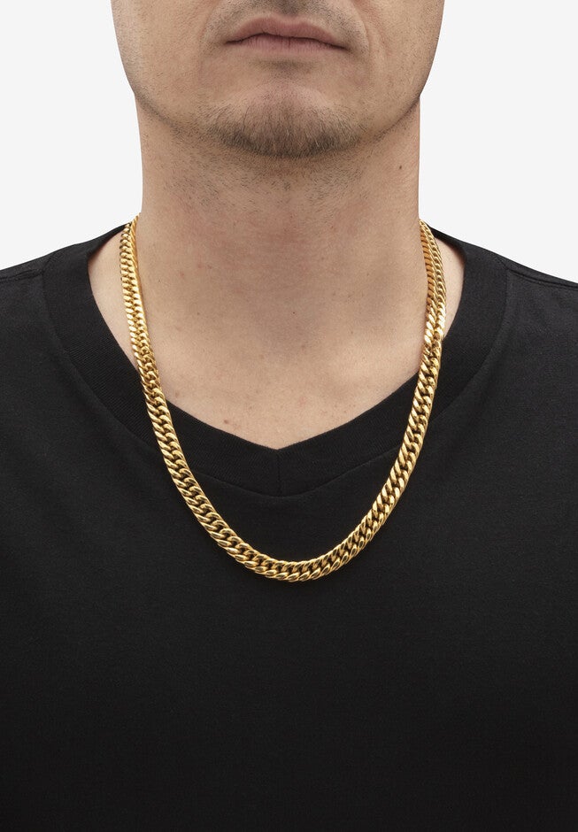 Men'S 2 Piece Curb-Link Gold Ion-Plated Stainless Steel Set (8Mm) 24 inches & 9 inches Lengths, , alternate image number 2