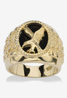 Men's Yellow Gold over Sterling Silver Natural Black Onyx Eagle Ring, ONYX, hi-res image number null