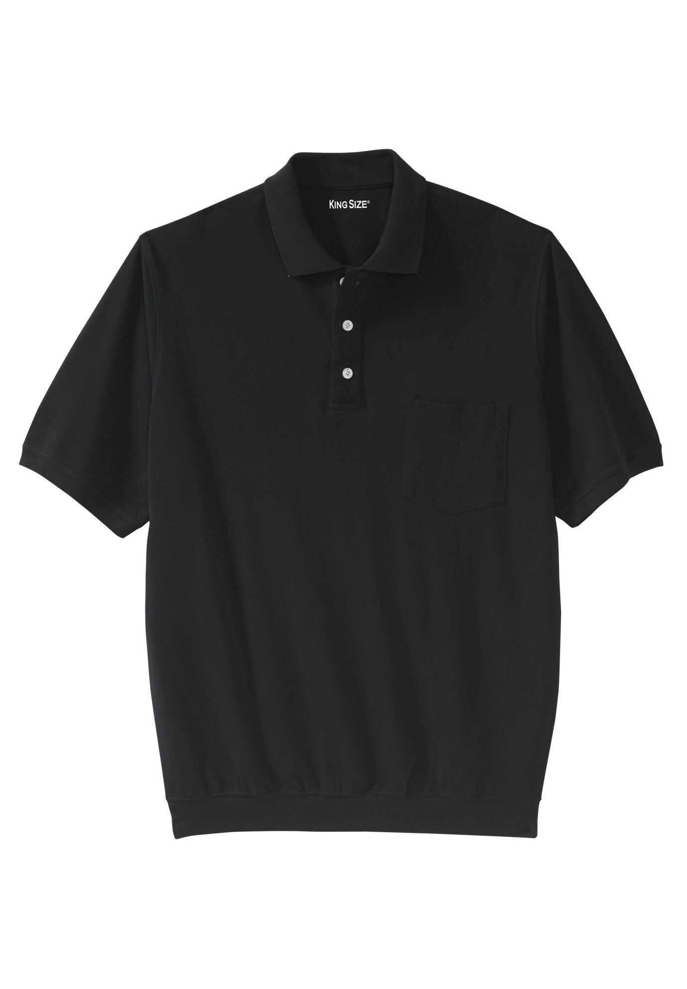 No Tuck Pocket Shrink-Less&trade; Cotton Polo Shirt, BLACK, on-hover image number 1