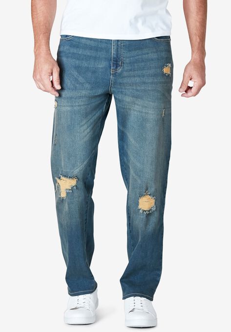 Liberty Blues™ Straight-Fit Stretch 5-Pocket Jeans, DISTRESSED, hi-res image number null