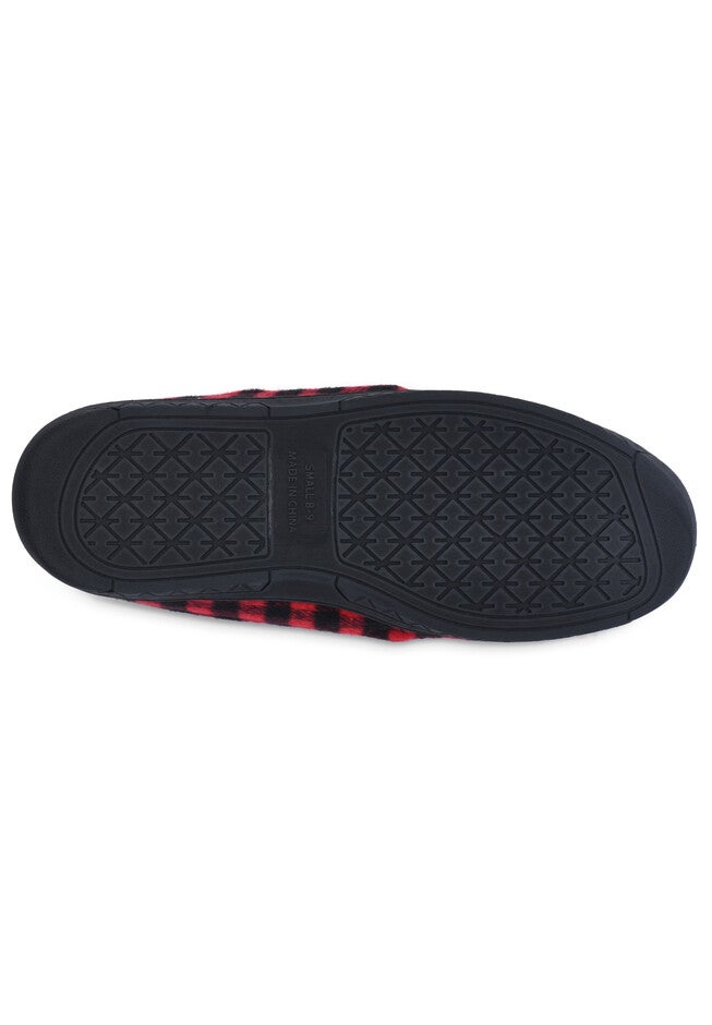 Mens Holiday Plaid Mocassin Slipper With Velour Lining, , alternate image number 3