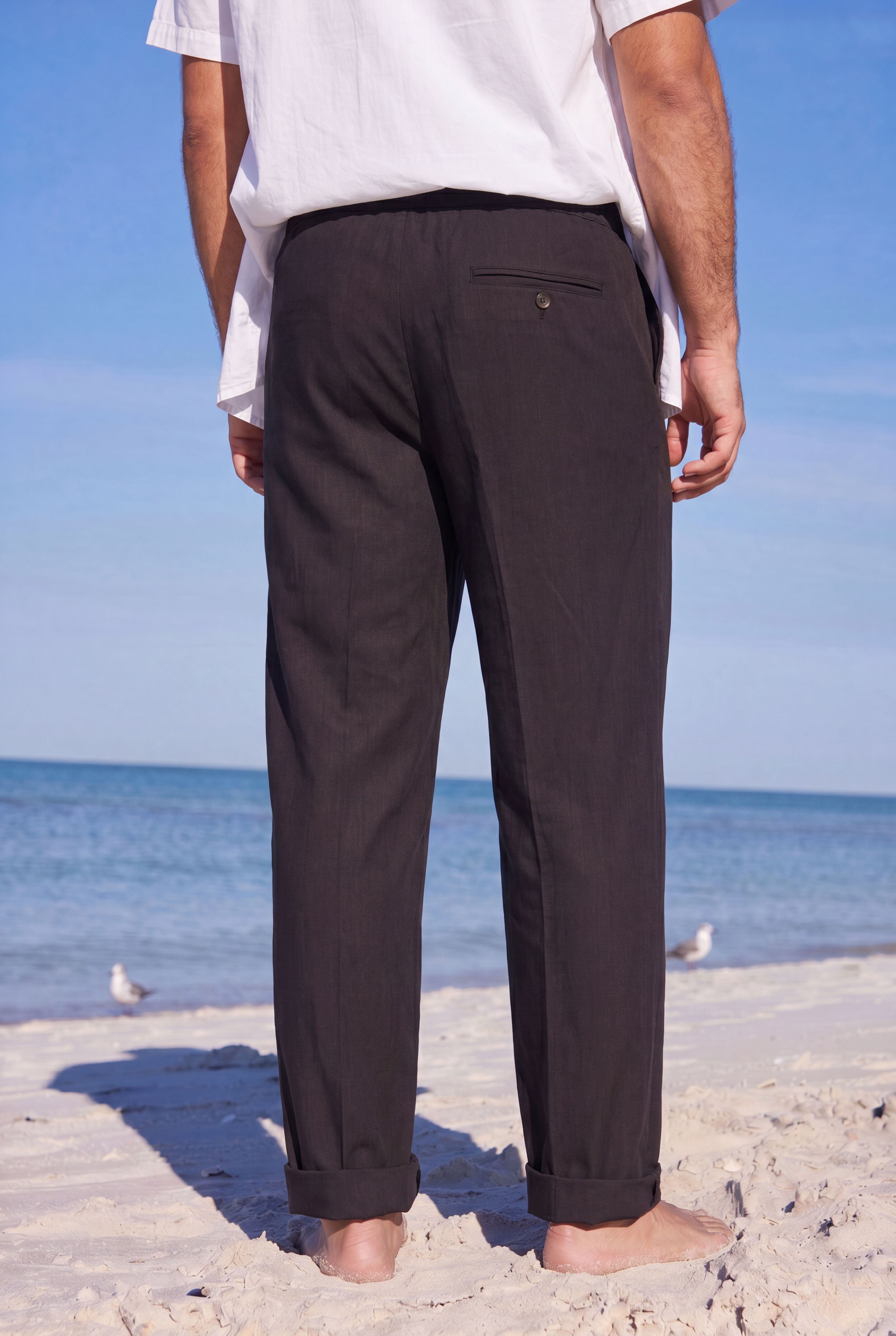 Classic Linen Pants, BLACK, alternate image number 2