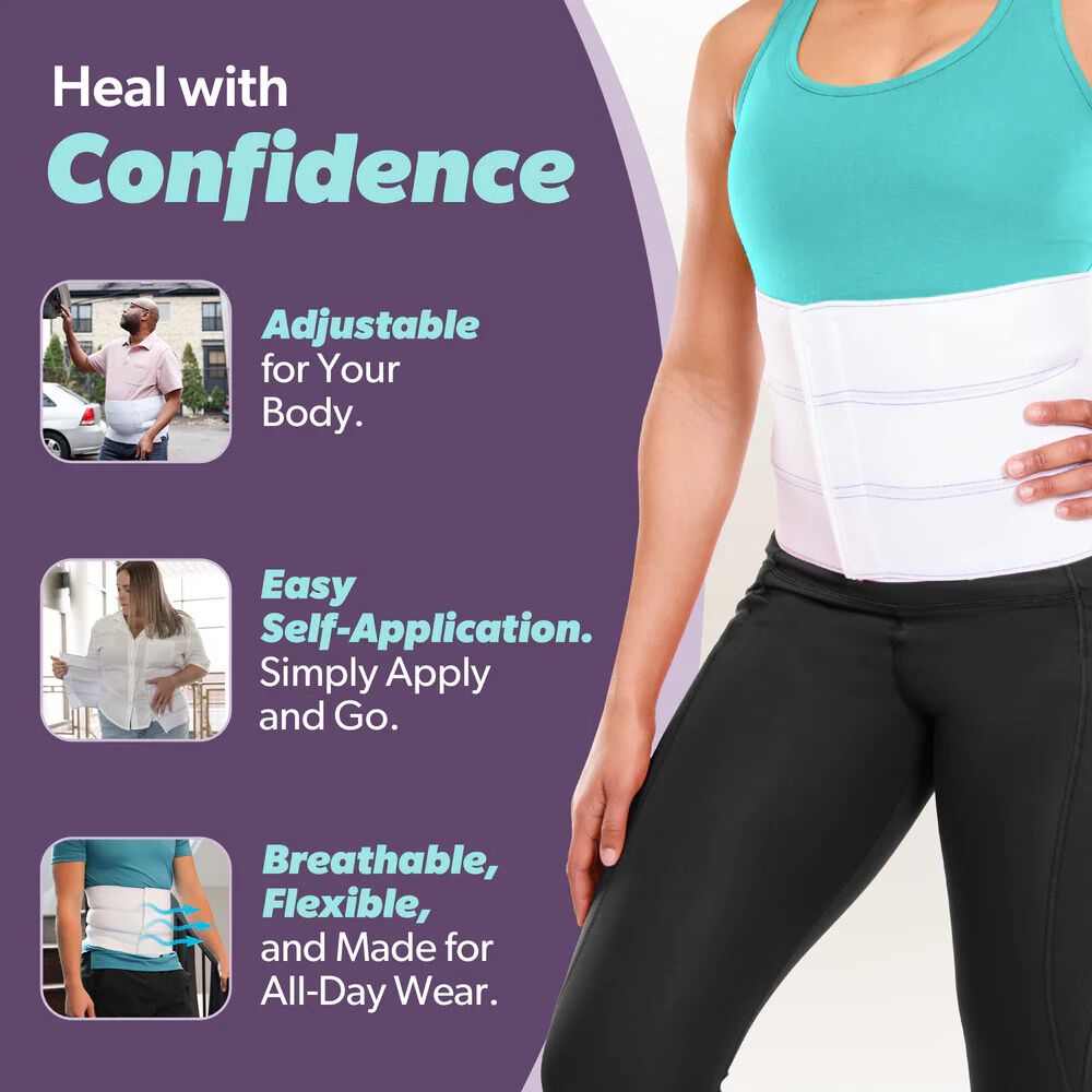 Bariatric Surgery Abdominal Binder 12 Inch, WHITE, alternate image number 4