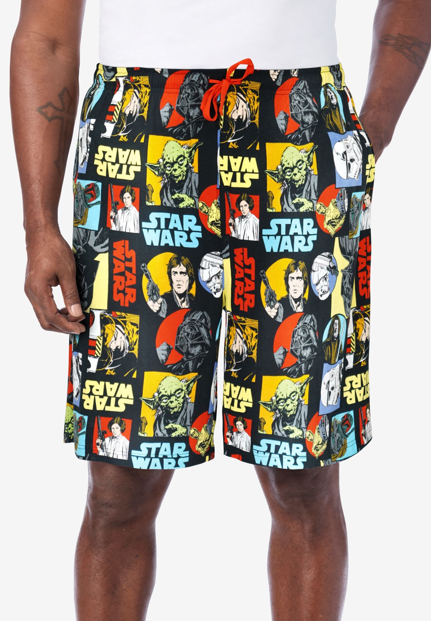 Licensed Novelty Pajama Lounge Shorts, RETRO STAR WARS, alternate image number 3