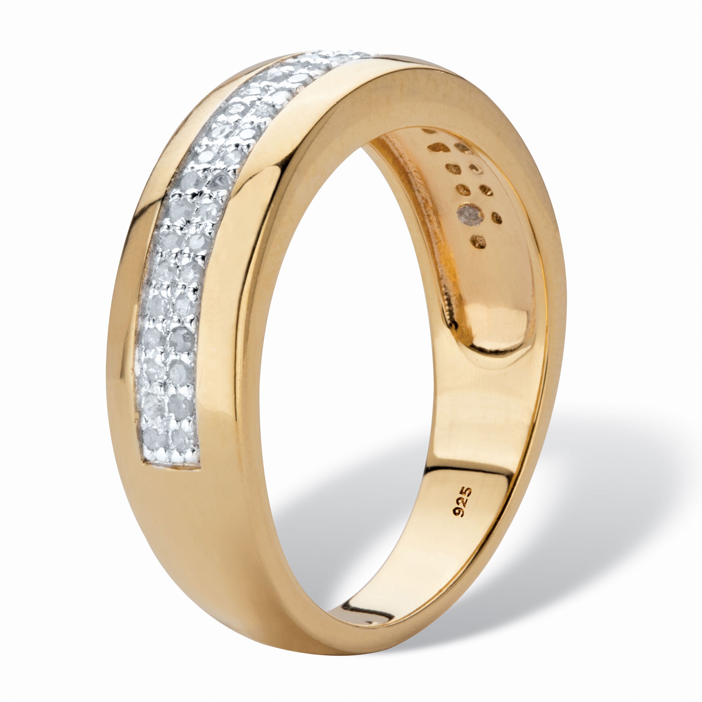 Men's 1/5 Cttw. Diamond Accent 18k Gold-plated Sterling Silver Wedding Ring, WHITE, on-hover image number 1
