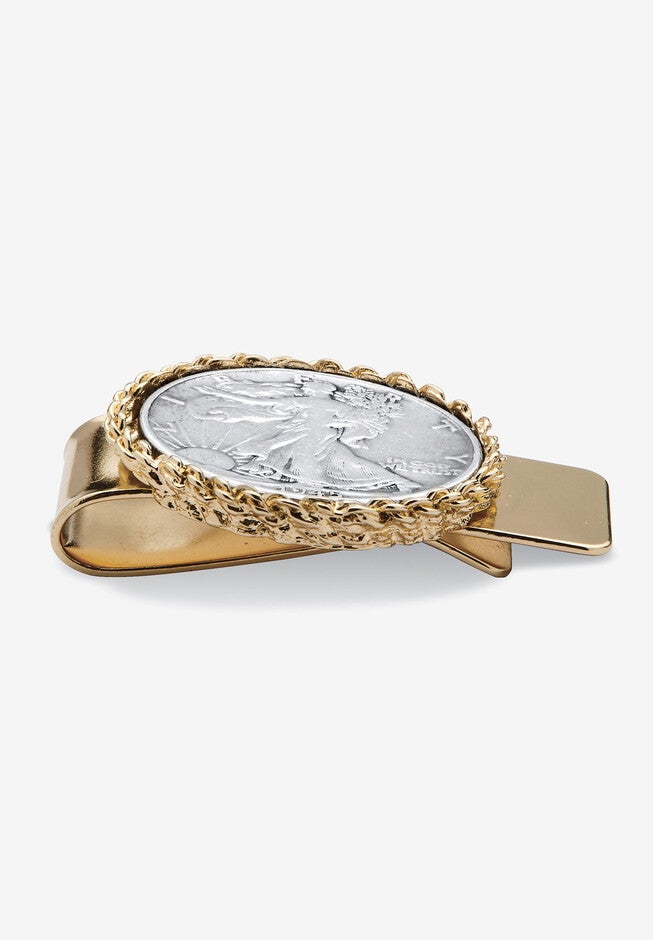 Men'S Commemorative Genuine Half Dollar Money Clip In Yellow Goldtone, , on-hover image number 1