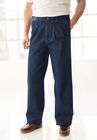 Relaxed Fit Comfort Waist Pleat-Front Expandable Jeans, , alternate image number null