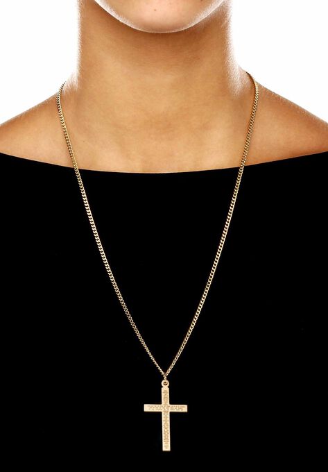 Gold Filled Lord's Prayer Cross Pendant with 24" Chain, , alternate image number null