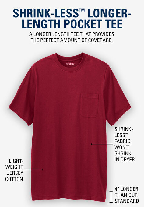 Shrink-Less™ Lightweight Longer-Length Crewneck Pocket T-Shirt, , alternate image number null
